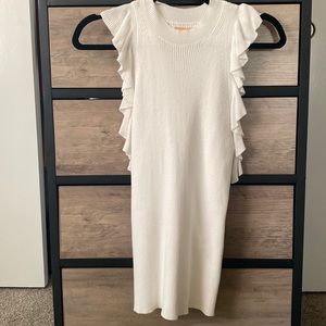 White ruffle sweater tank